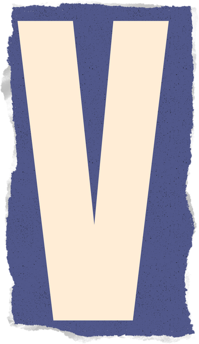 retro zine letter v cut out