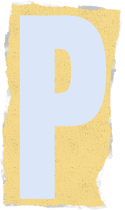 retro zine letter p cut out