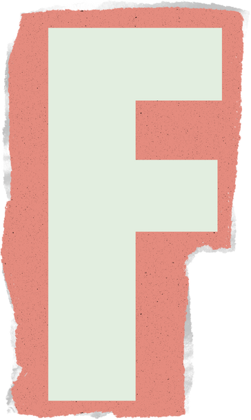 retro zine letter f cut out