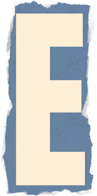 retro zine letter e cut out