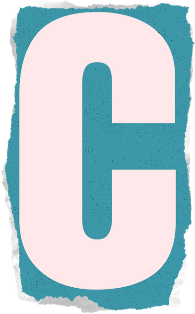 retro zine letter c cut out